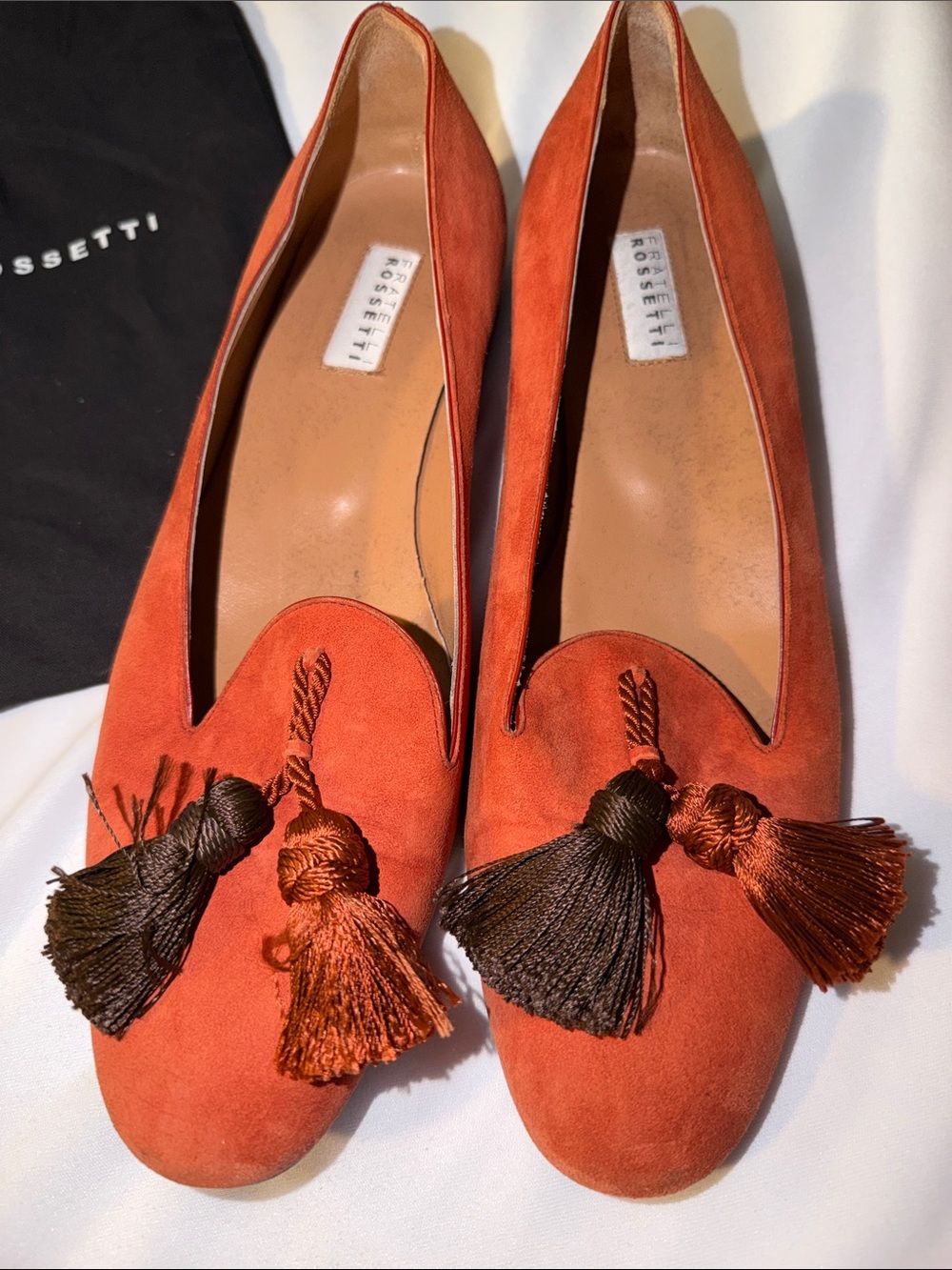 Fratelli Rossetti Burnt Orange Suede Tassel Loafers